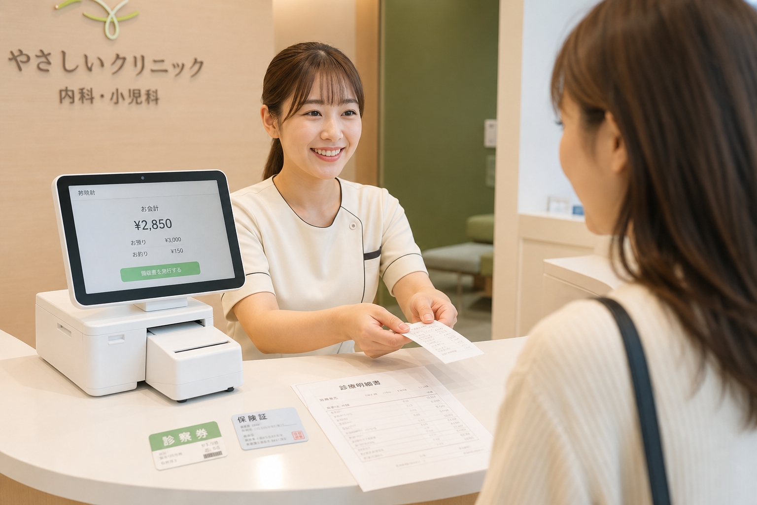 受付で手続きをしている様子